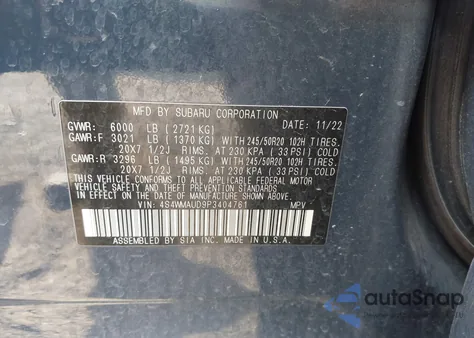 2023 Subaru Ascent Limited 7-Passenger из США, поврежденный, VIN 4S4WMAUD9P3404761